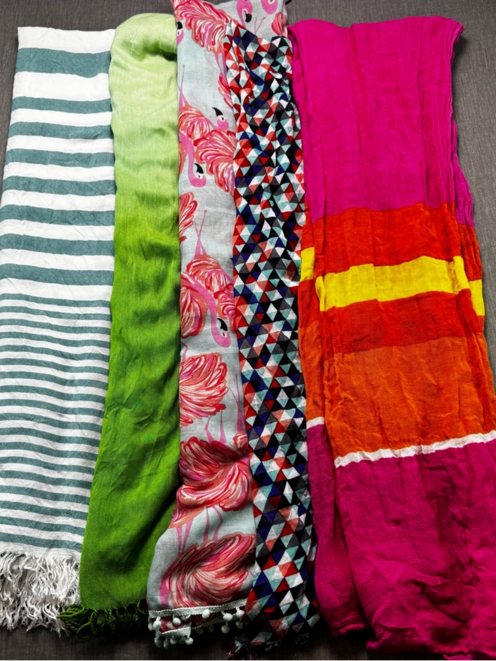 SCARF LOT 5 Vibrant Summer Scarves Wraps Tropical BOHO Flamingo Lightweight